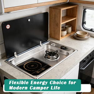 JDA Vente en gros Brûleur à gaz encastré en acier inoxydable 304 et table de cuisson à induction pour camping-car, caravane, camping-car, bateau - Product Image 3