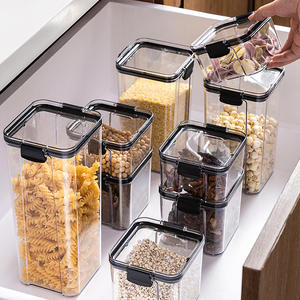 Juego de Recipientes Herméticos Transparentes para Almacenamiento de Alimentos, Tapas Negras, Organizador de Cocina para Granos, Especias, Pasta, Nueces, Refrigerador, Despensa, Sin BPA - Product Image 4