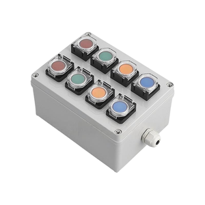 Boîtier de boutons à réinitialisation automatique à 8 voies avec couvercle de protection, station de contrôle industrielle à double rangée résistante aux intempéries IP65, boîtier de boutons - Product Image 1