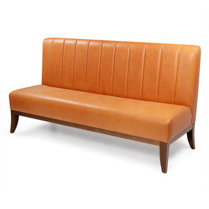 Canapé de <span class=keywords><strong>restaurant</strong></span> moderne en cuir noir avec pieds en bois, sièges rembourrés de qualité commerciale pour cafés, bars et salons - Product Image 3