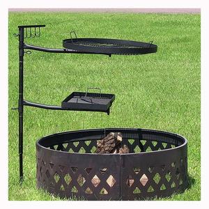 Parrilla giratoria de fuego para cocina, parrilla giratoria de doble rejilla con soporte de estaca para el suelo para cocinar con llama abierta - Product Image 5