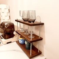 Étagère de rangement moderne minimaliste en bois et bambou, multi-niveaux, portable et mobile pour cuisine, bureau, rangement de tasses à thé
