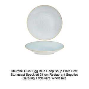 Plato Hondo Azul Huevo de Pato Churchill, de Cerámica, con Diseño Moteado, 31 cm, para Restaurantes, Servicios de Catering y Venta al por Mayor - Product Image 2