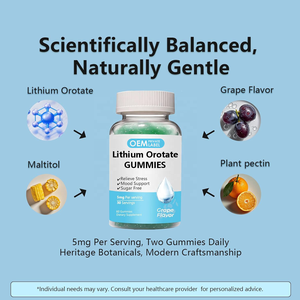 Suplemento de Orotato de Litio con Sabor a Uva OEM, Gomitas de Orotato de Litio de 5 mg para el Apoyo del Estado de Ánimo y la Gestión del Estrés - Product Image 3