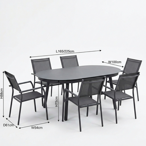 Moderno Juego de Comedor de Aluminio para Exteriores de 7 Piezas, Mesa Extensible, 6 Sillas de Malla, Recubrimiento en Polvo, Resistente al Óxido, Impermeable, para Jardín o Parque - Product Image 6