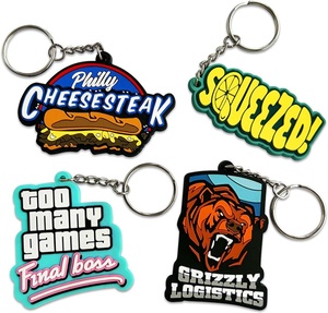 Factory Free Sample Custom Silicone Rubber Keychain 2D Logo 3D Cute Anime Soft PVC Keyrings