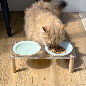 Bol en céramique surélevé et écologique pour chat et chiot, avec support en acrylique – Vente en gros - Product Image 5