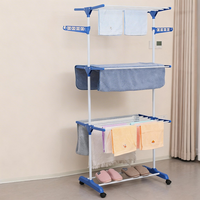 Séchoir à linge multifonctionnel pliable en métal à trois niveaux pour la maison, support de séchage portable pour vêtements