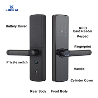Cerradura Digital LOCKAI P5 de Aleación de Aluminio para Puertas de Madera/Acero/Aluminio, Desbloqueo por Huella Dactilar, Tarjeta, Contraseña, Código, Llave, Wi-Fi y Nube