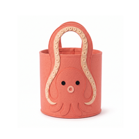 Panier de rangement pour jouets en feutre RPET GRS, design pieuvre corail mignon, fabrication OEM personnalisée, organisateur de chambre d'enfant, usine certifiée BSCI