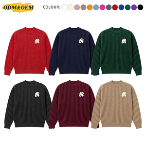 Suéter Personalizado para Hombre con Logotipo OEM y ODM, Tejido <span class=keywords><strong>Jacquard</strong></span>, Jersey de Chenilla con Cuello Redondo, Suéter de Punto Acanalado para Invierno - Product Image 3