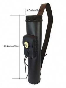 Étui à flèches en cuir artisanal de haute qualité, traditionnel, pour la chasse, avec poche avant, échantillon gratuit - Product Image 3