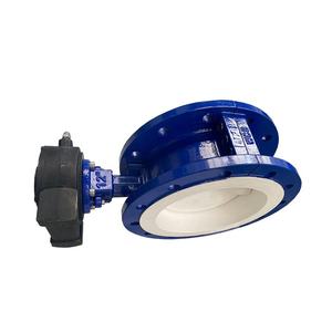 Vanne papillon à bride D341F46 à turbine manuelle, entièrement revêtue de PTFE, résistante à la corrosion, résistante aux acides et aux alcalis, vanne à eau - Product Image 4