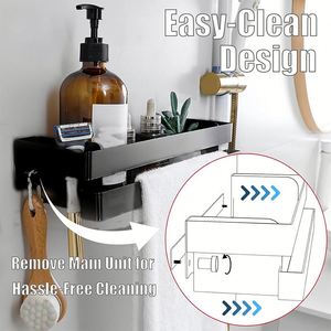 Étagère de salle de bain murale auto-adhésive en acier inoxydable améliorée de 33 cm, sans perçage, pour raclette de fenêtre - Product Image 6