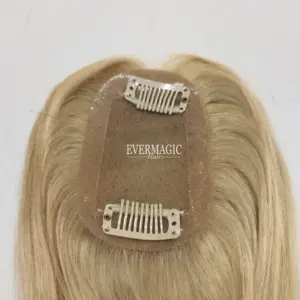 2022 Kleine Stukjes Zijde Basis Topper 613 # Blonde Kleur Npu Rond Handgemaakte Menselijk Virgin Remy Haar Steil Haarlijn Kleine type