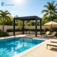 Pergola bioclimatique de luxe Sweet Home en aluminium avec toit à lamelles réglables électriquement, éclairage LED, imperméable, pour extérieur, jardin, patio