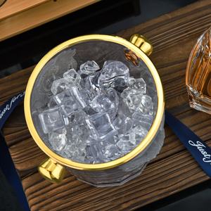 Seau à glace élégant de haute qualité seau à glace rond en verre transparent cristal seau à glace à jante en or de luxe pour discothèque Pary <span class=keywords><strong>Bar</strong></span> Champagne - Product Image 5