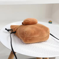 Sac d'école en peluche Capybara doux et chaud Sac à cordon en peluche Kapibara Capybara Sac à bandoulière de rangement à la mode