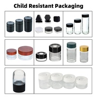 UKETA OEM 1oz 2oz 3oz 4oz Pot en verre à gommes résistant aux enfants avec couvercle en plastique CR et loupe pour le stockage de fleurs séchées