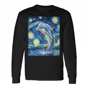 Camiseta de manga larga con estampado de noche estrellada estilo Van Gogh de Dolphin - Product Image 2