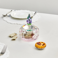 Vente directe d'usine, bocal à bonbons en verre cristal transparent, boîte à bijoux ronde en cristal pour les tables de famille de mariage