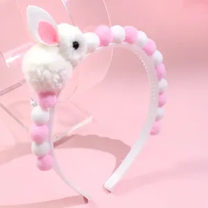 CN entzückendes Kaninchen-Haarband Plüsch-Pom-Pom-Kopfband mit Zähnen Haarband für Kinder Mädchen