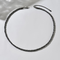 Collar de Cadena de Eslabones de Acero Inoxidable Galvanizado con Cuerda Trenzada, Estilo Retro Simple Europeo Americano, para Hombre, Ideal para Fiestas
