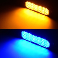 Lampu sorot sorot 24W DC 12V untuk kendaraan mobil, lampu peringatan berkedip sepeda motor belahan cermin ION merah putih Amber baru