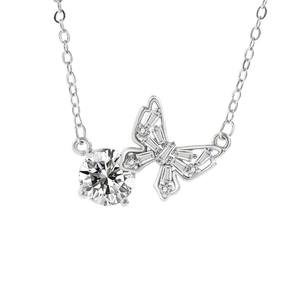 LT-140 romantique pendentif en <span class=keywords><strong>argent</strong></span> <span class=keywords><strong>collier</strong></span> pour femmes Simple polyvalent tour de cou clavicule chaîne coloré Zircon papillon amant Fine - Product Image 1