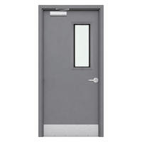 Porte coupe-feu en acier EI30 pour bâtiments publics et institutionnels, porte de sortie incendie avec ferme-porte automatique