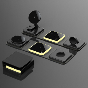 Cargador inalámbrico <span class=keywords><strong>3</strong></span> en 1 plegable de nuevo diseño para iPhone 15 Pro Max dormitorio luz nocturna resaltar espejo exterior banco de energía tendencia - Product Image 5