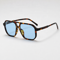 Lunettes de soleil double pont pour hommes et femmes, style coréen rétro, grande monture, protection UV400, anti-reflet, tendance