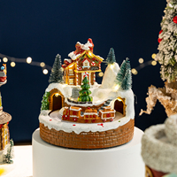 Décorations de Noël, train rotatif lumineux, boîte à musique, arbre de Noël en résine, igloo, ornements de bureau, cadeaux de Noël.
