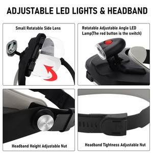 <span class=keywords><strong>Loupe</strong></span> optique à fixation frontale avec LED, outils <span class=keywords><strong>de</strong></span> fabrication <span class=keywords><strong>de</strong></span> bijoux, lunettes grossissantes, visière grossissante <span class=keywords><strong>pour</strong></span> la <span class=keywords><strong>lecture</strong></span>, <span class=keywords><strong>loupe</strong></span> <span class=keywords><strong>de</strong></span> bijoutier avec 4 lentilles - Product Image 3