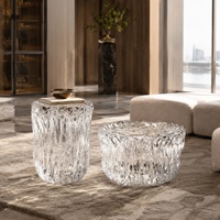 Table basse multifonctionnelle transparente comme du cristal, fontaine à toucher frais, design artistique, style luxe léger, mobilier de salon pour usage domestique