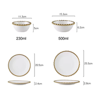 Vente chaude Ensemble de table en céramique blanche personnalisé pour fête de mariage Vaisselle royale de luxe en porcelaine