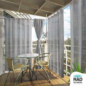 Rideaux d'extérieur gris en HDPE avec œillets, 150 GSM, offrant une protection solaire moderne et une durabilité par tous les temps pour les espaces de vie extérieurs - Product Image 4