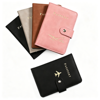 Dompet Paspor Kulit PU Multi-Slot Modis untuk Penyimpanan Dokumen, Sarung Paspor Logo Kustom
