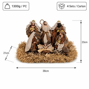 Ensemble de crèche personnalisé en gros avec base en paille, figurines de la Sainte Famille et des Trois <span class=keywords><strong>Rois</strong></span> <span class=keywords><strong>Mages</strong></span>, ornement religieux de Noël, cadeau - Product Image 3
