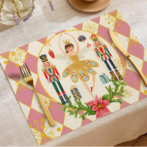 Tovagliette Quadrate in Lino Intrecciato Personalizzabili con Stampa Tradizionale, Design Natalizio 'Let IT Snow Merry Christmas' per E-commerce Transfrontaliero - Product Image 2
