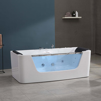 Baignoire balnéo autoportante en acrylique durable Gurgle avec fonction de massage SPA pour projets résidentiels haut de gamme avec verre transparent