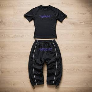 Custom Wholesale High Quality Quick Dry Breathable <b>Y2K</b> Graphic Print Mens Slim Fit T <b>Shirt</b> and Pants Men's Tracksuit Set - Product Image 1