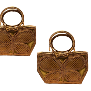 Vente en gros de sacs à main en rotin Lombok tissé papillon, poignée circulaire, sac Ata avec design artisanal indonésien, artisanat en osier - Product Image 4