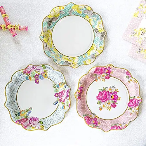 Vintage Tea Party Supplies Floral Paper Party Plates Great for Tea Parties Weddings Bridal Showers Baby Showers