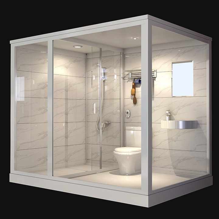 Integral Enclosed Shower Room with Closestool - Tempered Glass