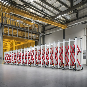 Valla de barricada retráctil de acero portátil de seguridad vial Control de multitudes temporal Puerta DE SEGURIDAD plegable de acero móvil - Product Image 2