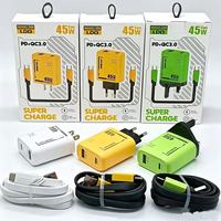 Cargador Superrápido de 45 W para Teléfono Móvil, Cargador de Viaje USB-C con Cable USB C, Carga Rápida de 45 W, Adaptador de Corriente USB Tipo C PD