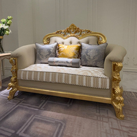 Ensemble de canapés de salon de luxe classique antique royal en bois massif sculpté à la main, doré, style baroque rococo, pour villa et manoir