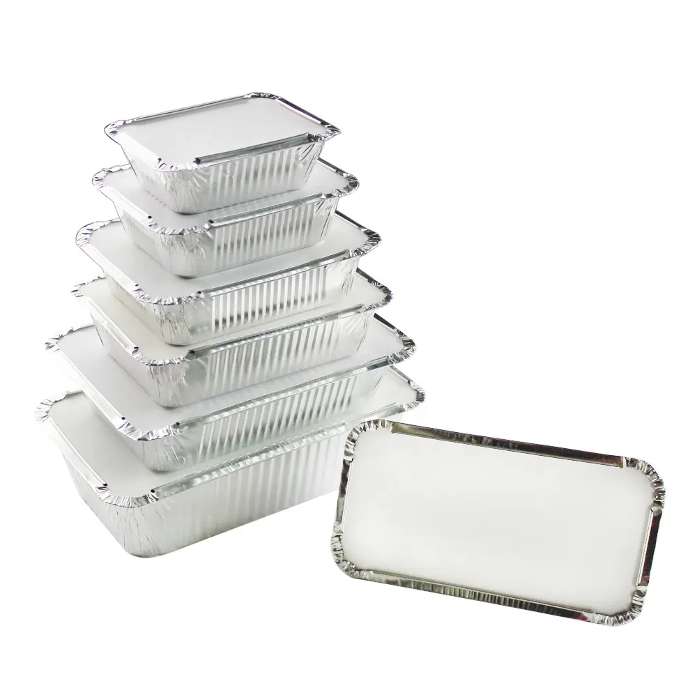 Disposable Restaurant Food Packing Box Food Grade Aluminum Foil Food Container With Lid