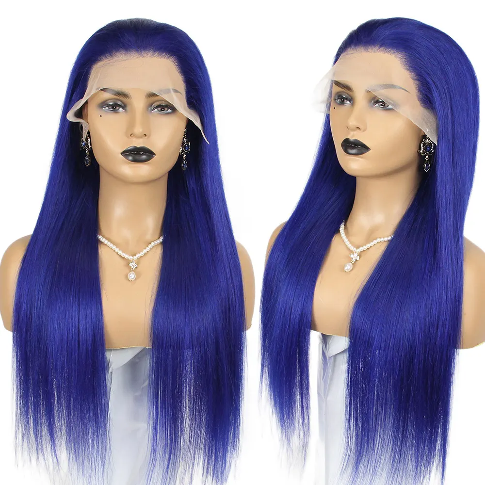 Large stock Light blue lace front wigs  fast shipping Transparent lace wigs hair natural for black women